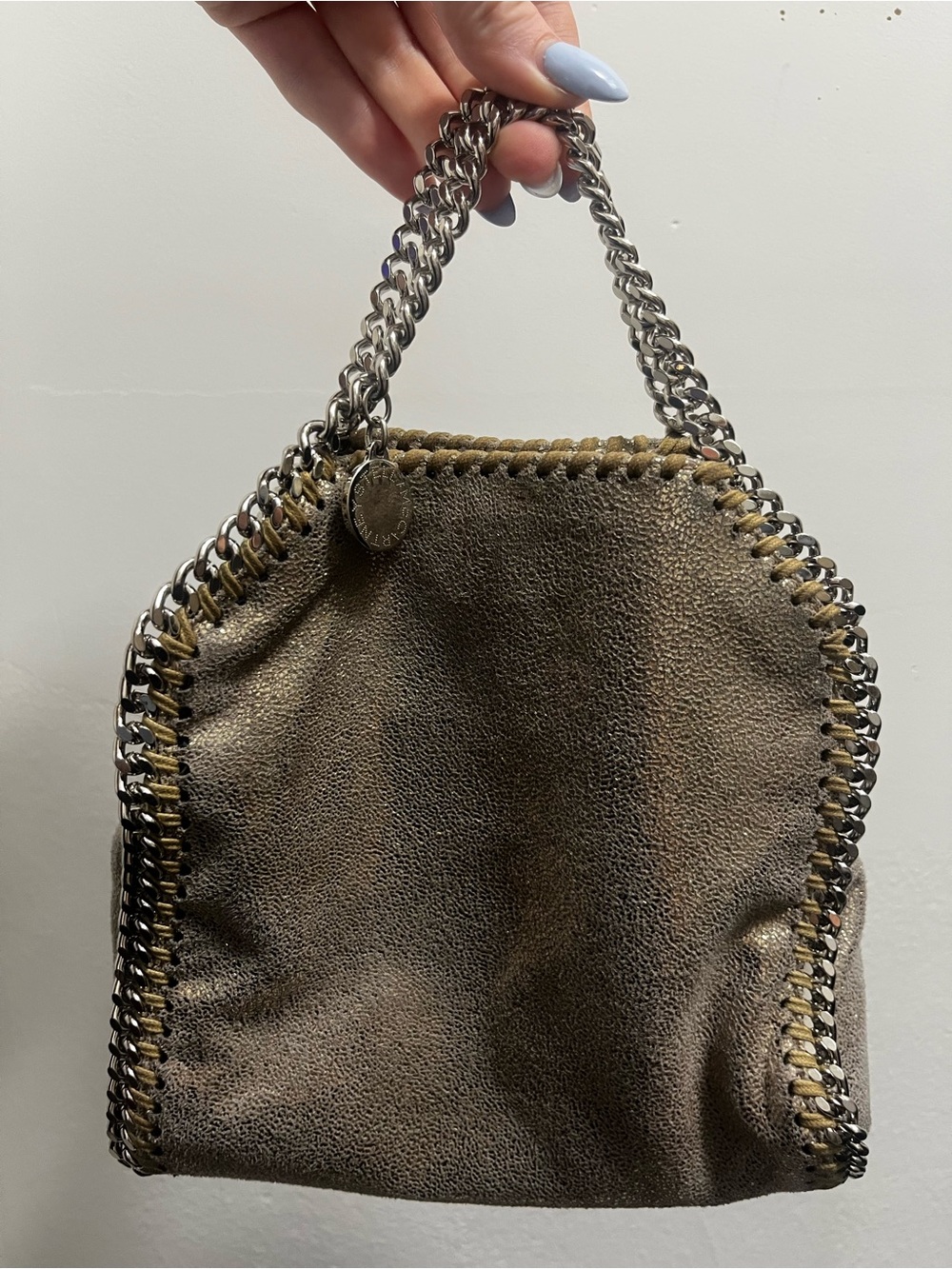 Stella McCartney Falabella Metallic Taupe Mini Tote Bag